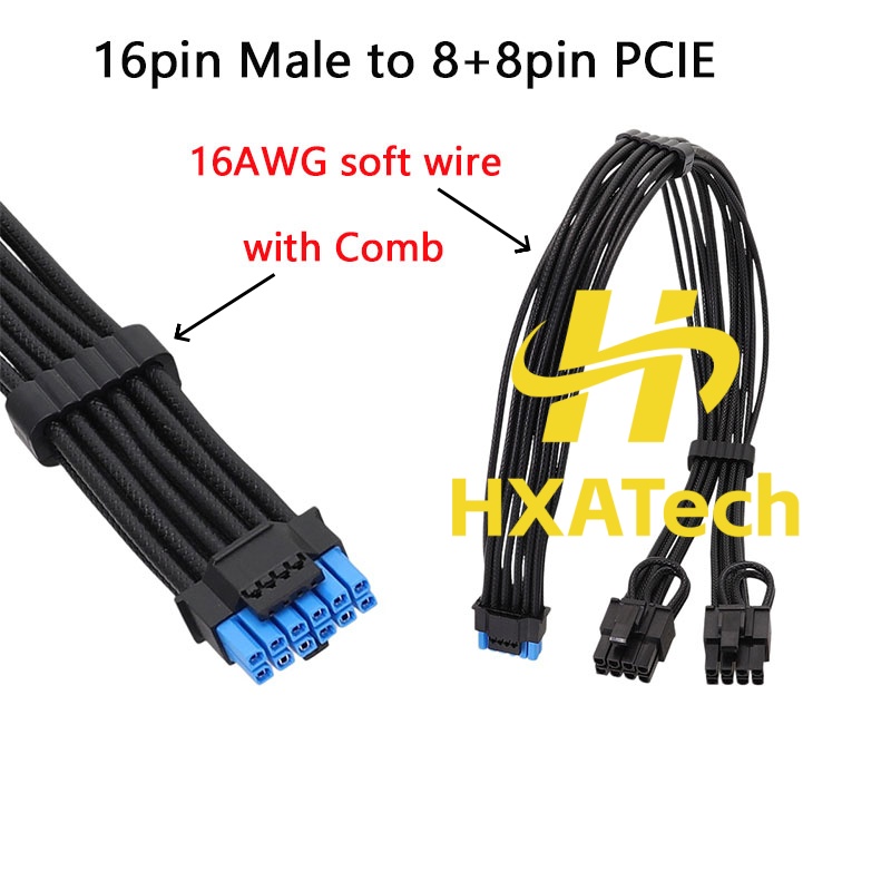 Dual 8Pin To 16Pin 12Vhpwr Cable - HXATech-Colorful 12VHPWR naar Dual 8Pin Videokaart