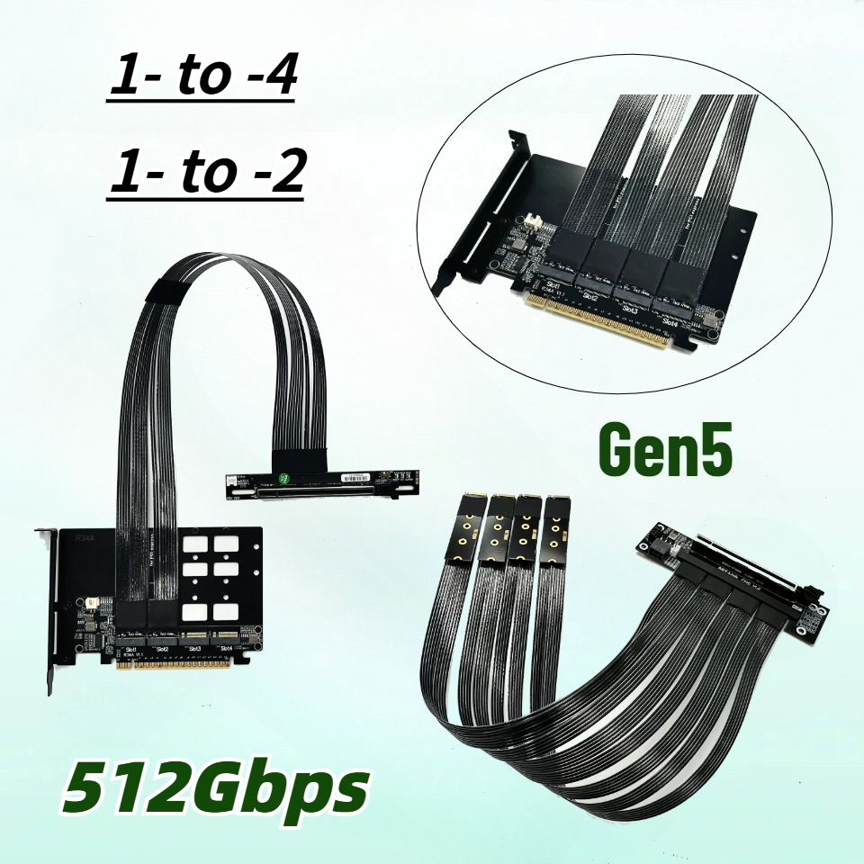 Pcie 5.0 Gpu Riser Cable - PCIe 5.0 X16 4*M.2 NVMe naar