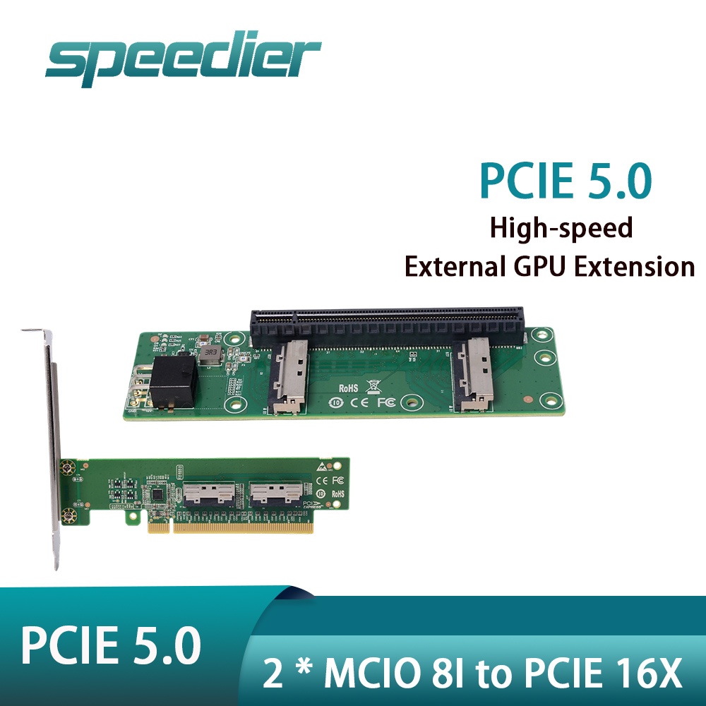 Snellere 2x MCIO 8i naar PCIe  - Pcie 5.0 Gpu Riser Cable recensie en prijs